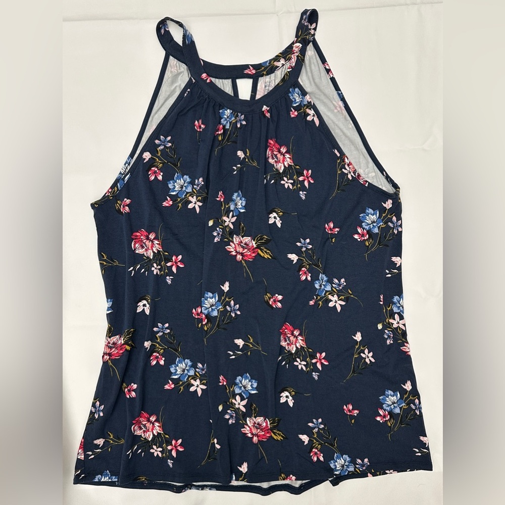 Market & Spruce Lana Printed Halter Knit Navy Floral Tank Top